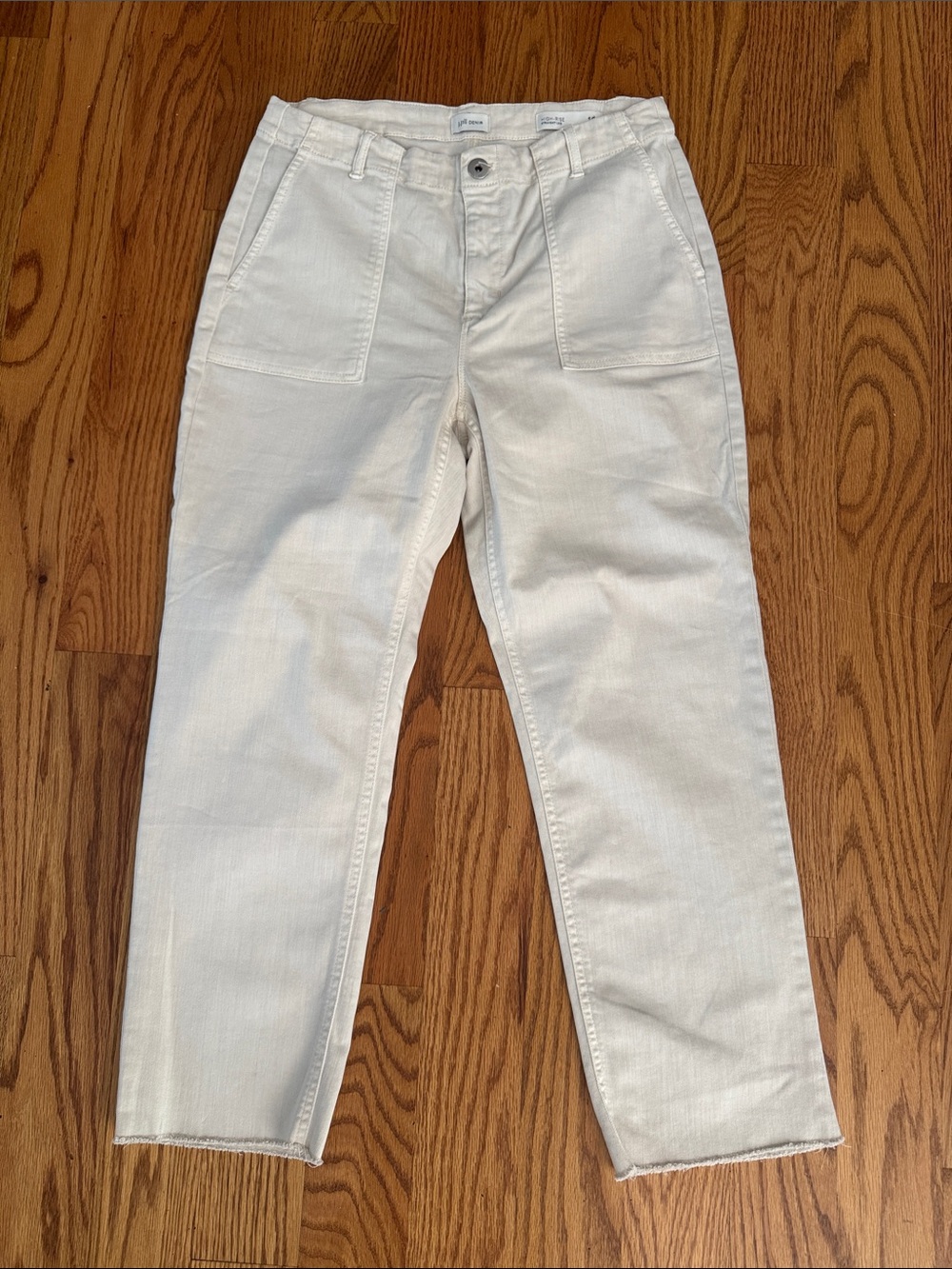 J. Jill Cream Straight-Leg Pants with Front Patch Pockets